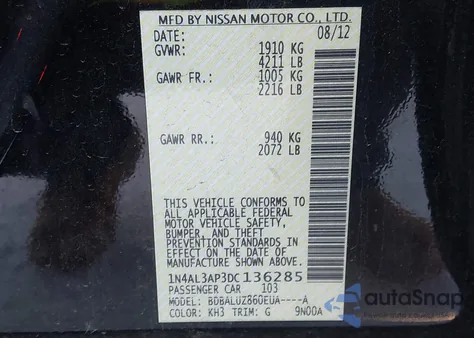 2013 Nissan Altima 2.5 Sv from USA, damaged, VIN 1N4AL3AP3DC136285